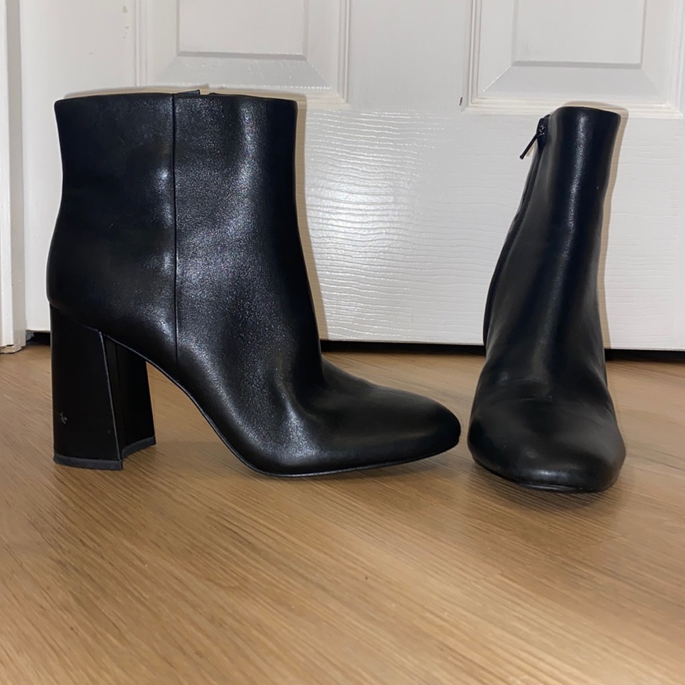 Black leather booties